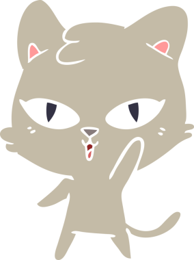 Bir insan tarafından çizilmiş düz renkli çizgi film kedisi