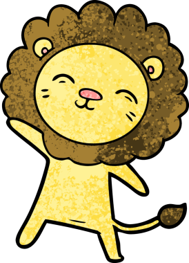 Bir insan tarafından çizilmiş çizgi film aslanı.