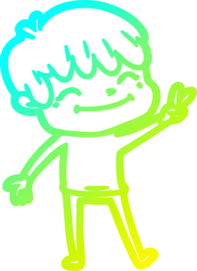 Bir çizgi film karakteri çizen soğuk çizgi bir insan tarafından çizilmiş mutlu çocuk.