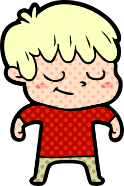 Bir insan tarafından çizilmiş mutlu çizgi film çocuğu.