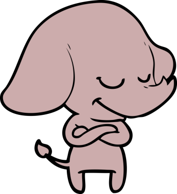 Bir insan tarafından çizilmiş gülümseyen bir fil.