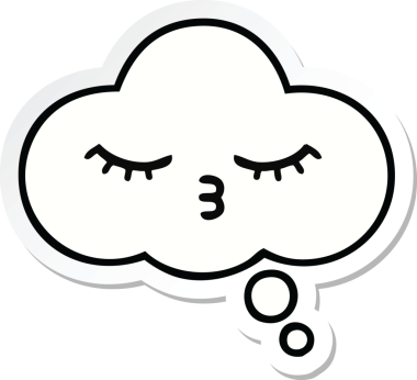 Bir insan tarafından çizilmiş şirin bir düşünce baloncuğunun çıkartması.