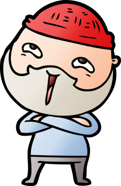 Bir insan tarafından çizilmiş mutlu sakallı bir adam.