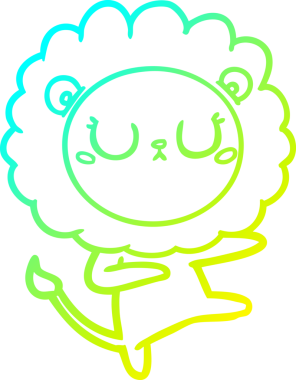 Bir insan tarafından çizilen çizgi film aslanının soğuk çizgi çizimi.