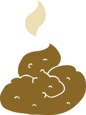 Bir insan tarafından çizilen iğrenç kakanın düz renk çizimi