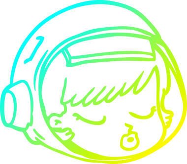 Bir insan tarafından çizilmiş soğuk gradyan çizgili astronot yüzü.