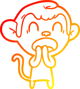 Bir insan tarafından çizilen esneyen çizgi maymun çizimi.