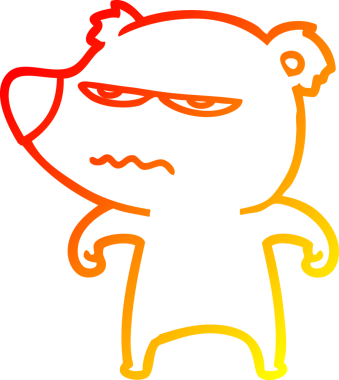 Bir insan tarafından çizilmiş kızgın ayı karikatürünün sıcak gradyan çizimi