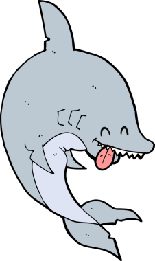 Bir insan tarafından çizilmiş komik bir köpek balığı.