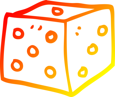 Bir insan tarafından çizilen kırmızı zarın sıcak eğimli çizgi çizimi