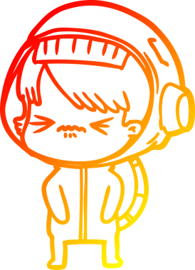 Bir insan tarafından çizilmiş kızgın bir uzay kızının sıcak çizgi çizimi