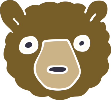 Bir insan tarafından çizilmiş karikatür ayı yüzü.