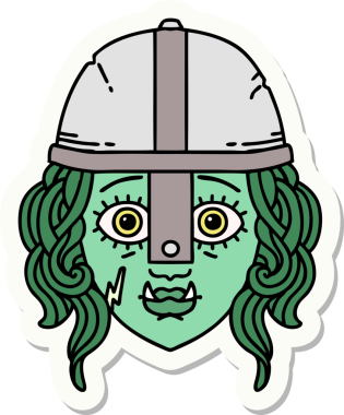 Bir insan tarafından çizilmiş Ork Savaşçısı karakterinin çıkartması.