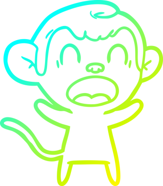 Bir insan tarafından çizilmiş bağıran çizgi film maymunu çizimi.