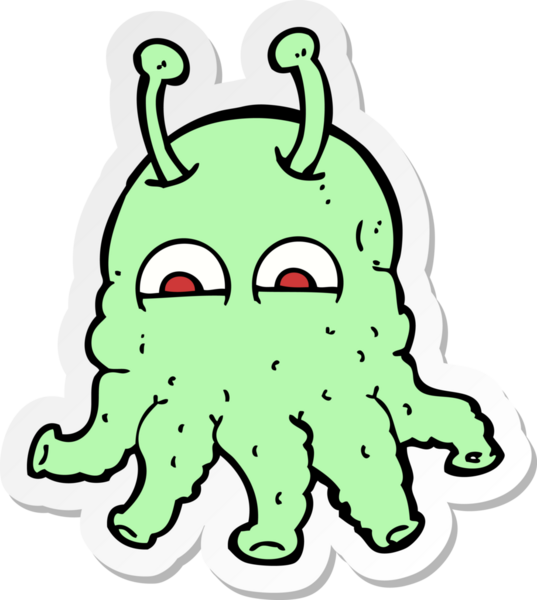 Bir insan tarafından çizilmiş uzay uzaylısının çıkartması.