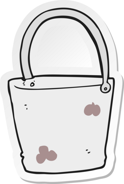 Bir insan tarafından çizilmiş karikatür kovası çıkartması.