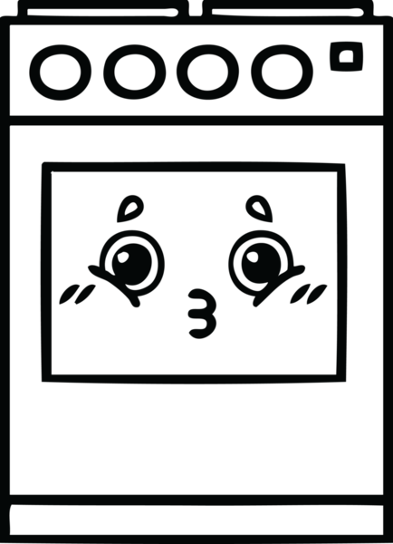Bir insan tarafından çizilmiş bir mutfak fırınının çizgi çizimi