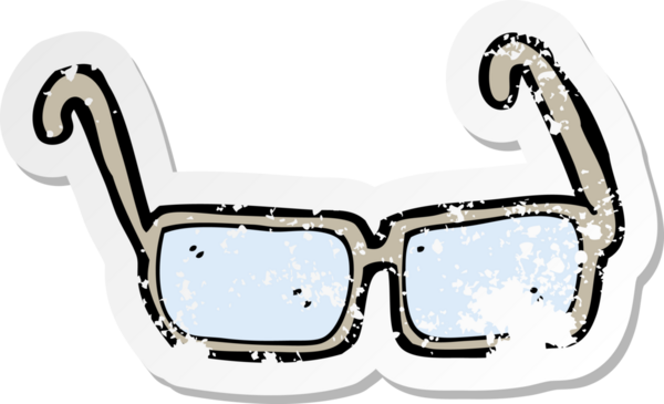 Bir insan tarafından çizilmiş karikatür gözlüğünün gerilimli yapıştırması.