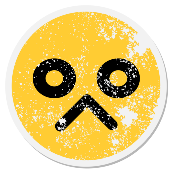 mutsuz yüz dairesel etiketi bir insan tarafından çizilmiş.