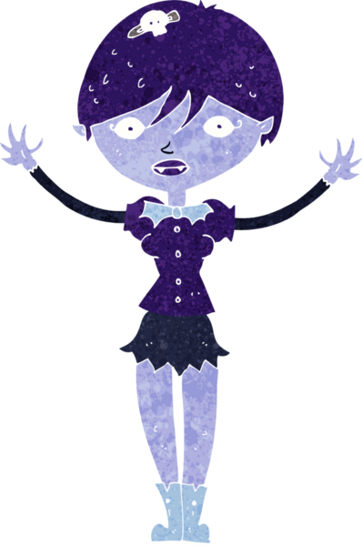Bir insan tarafından çizilmiş vampir kız çizgi filmi.