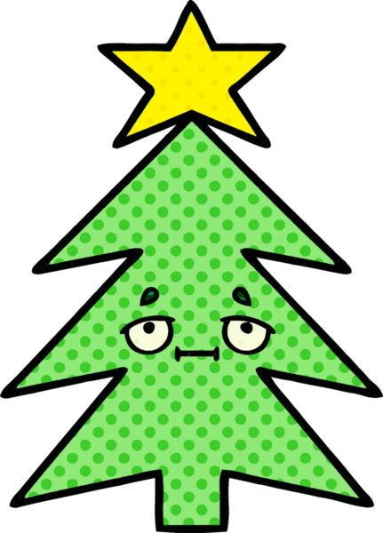 Bir insan tarafından çizilmiş bir Noel ağacının çizgi romanı.