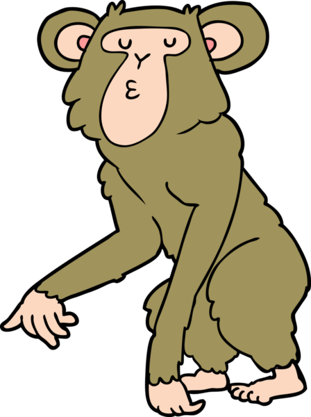 bir insan tarafından çizilmiş şempanze çizgi filmi