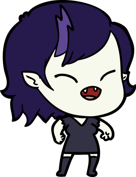 Bir insan tarafından çizilmiş gülen vampir kız çizgi filmi.