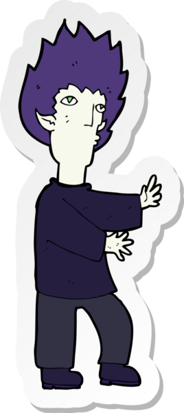 Bir insan tarafından çizilmiş bir vampir adamın çıkartması.