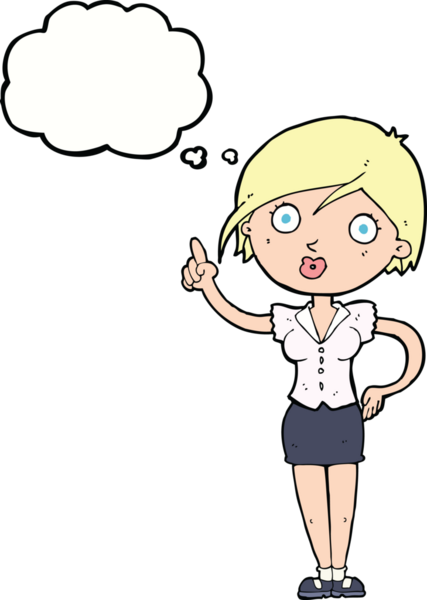 Bir insan tarafından çizilmiş düşünce baloncuğu olan güzel bir kadın.