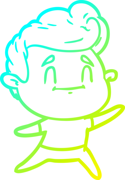 Bir insan tarafından çizilmiş mutlu bir çizgi film karakteri çizimi.