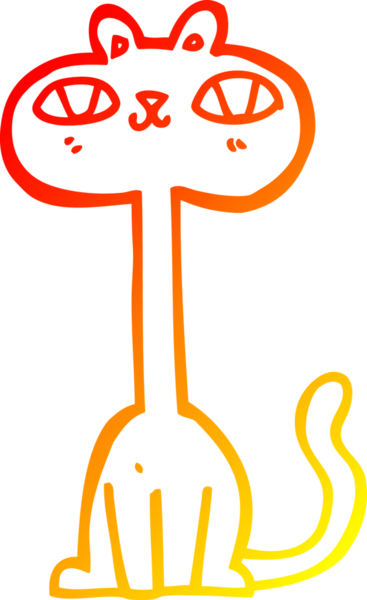 Bir insan tarafından çizilmiş çizgi film kedisinin sıcak çizgi çizimi