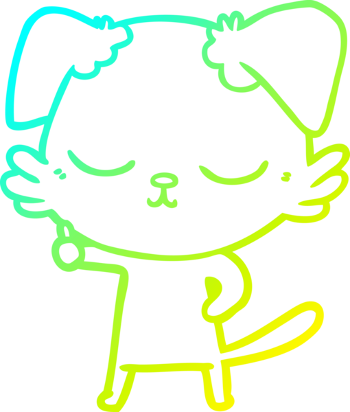 Bir insan tarafından çizilmiş şirin bir çizgi köpeğin soğuk gradyan çizgisi.