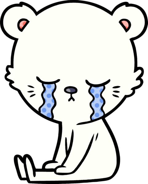 Bir insan tarafından çizilmiş üzgün küçük kutup ayısı çizgi filmi.