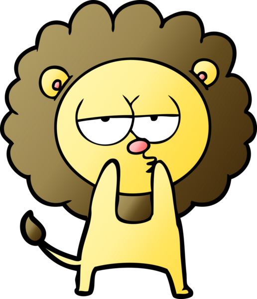 Bir insan tarafından çizilmiş yorgun bir aslan.