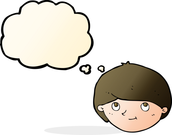 Bir insan tarafından çizilmiş düşünce balonlu mutlu adam çizgi filmi.