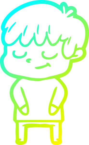 Bir çizgi film karakteri çizen soğuk çizgi bir insan tarafından çizilmiş mutlu çocuk.