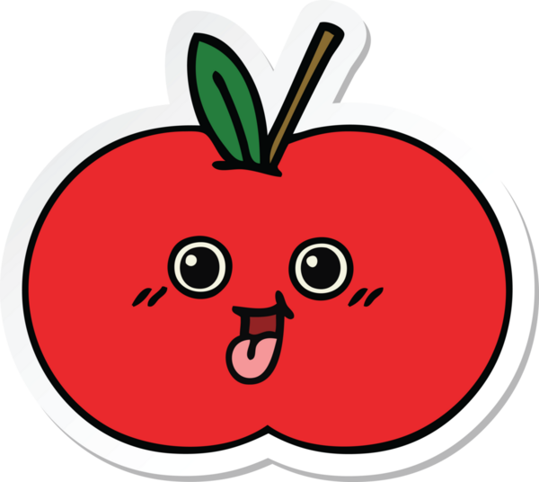 Bir insan tarafından çizilmiş kırmızı bir çizgi filmin çıkartması.