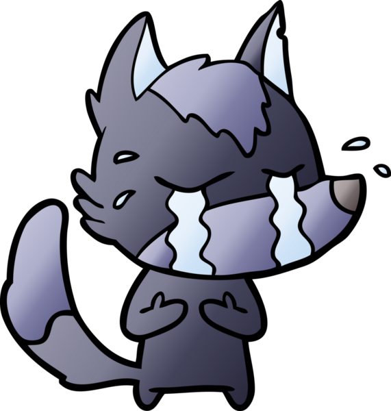 Bir insan tarafından çizilmiş ağlayan kurt çizgi filmi.