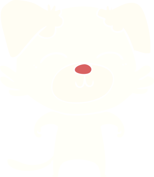 Bir insan tarafından çizilmiş düz renkli çizgi film köpeği.