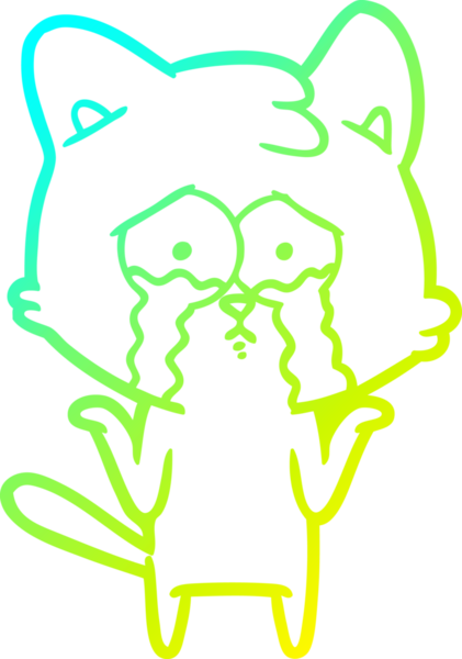 Bir insan tarafından çizilen çizgi film kedisinin soğuk gradyan çizgisi.