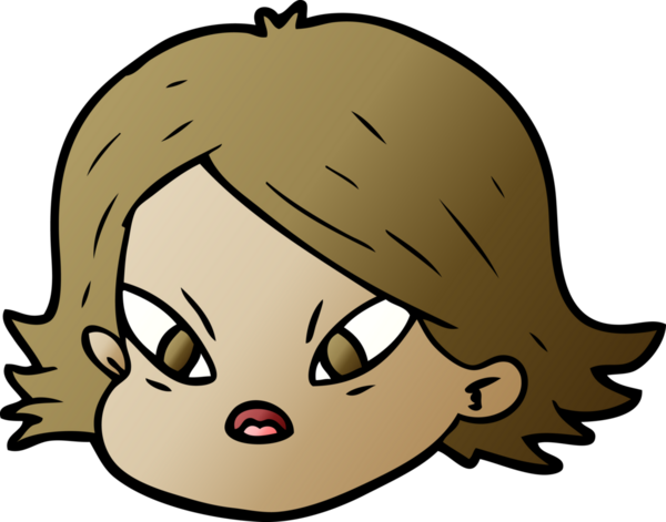 Bir insan tarafından çizilmiş bir kadın yüzü.