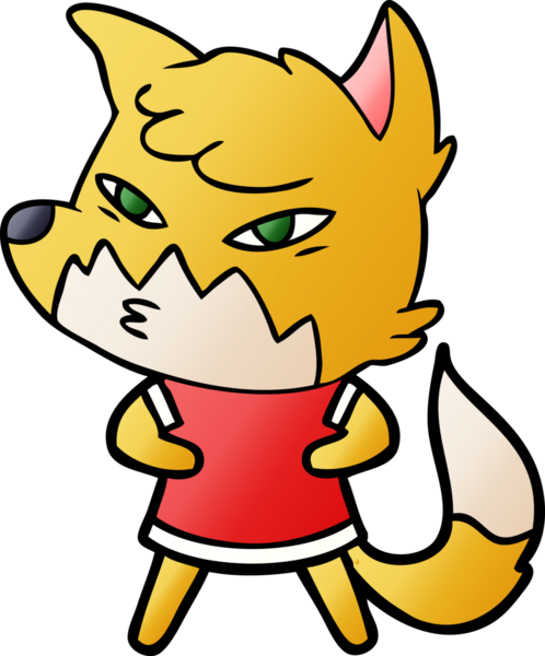 Bir insan tarafından çizilmiş akıllı çizgi film tilkisi.