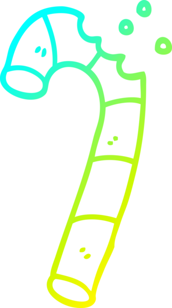 Bir insan tarafından çizilmiş pembe şeker kamışının soğuk çizgi çizimi.