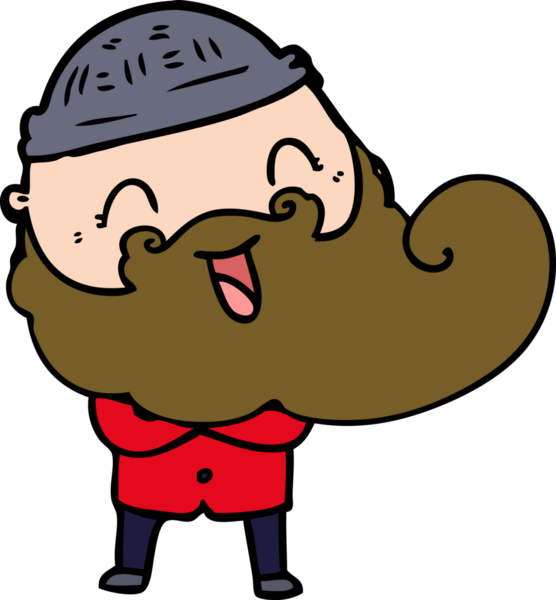 Bir insan tarafından çizilmiş mutlu sakallı adam.