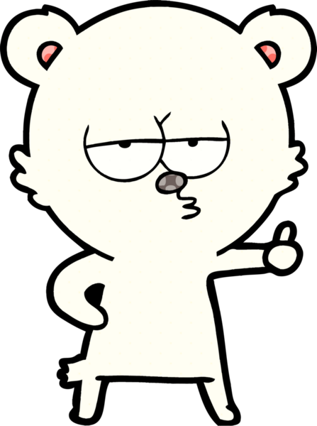 Sıkıcı kutup ayısı çizgi filmi bir insan tarafından çizilmiş işaret veriyor.