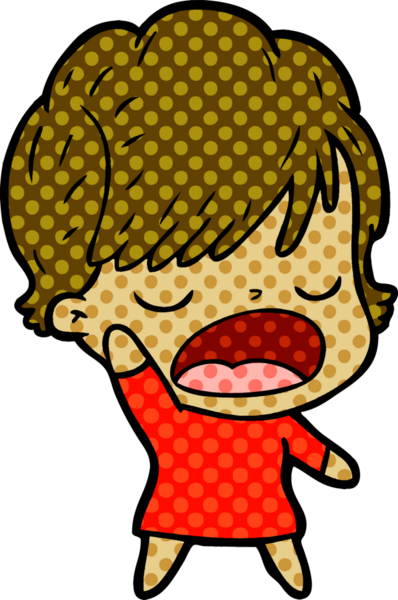 Bir insan tarafından çizilmiş bir karikatür kadın konuşuyor.