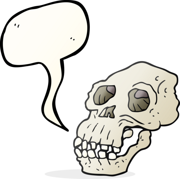 Serbest konuşma balonu karikatürü Bir insan tarafından çizilmiş antik kafatası