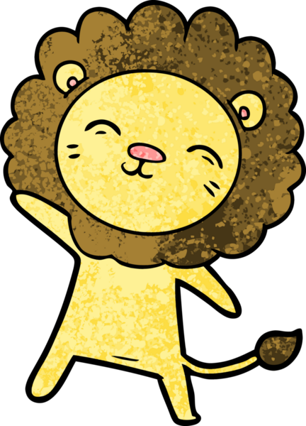 Bir insan tarafından çizilmiş çizgi film aslanı.