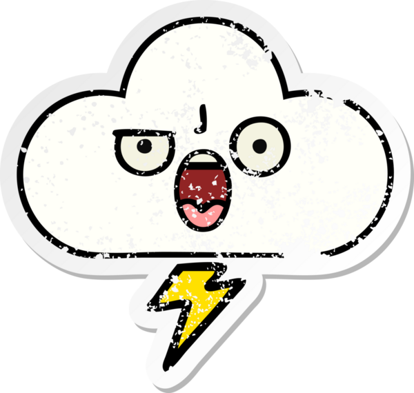 Bir insan tarafından çizilmiş tatlı bir karikatür fırtına bulutunun sıkıntılı çıkartması