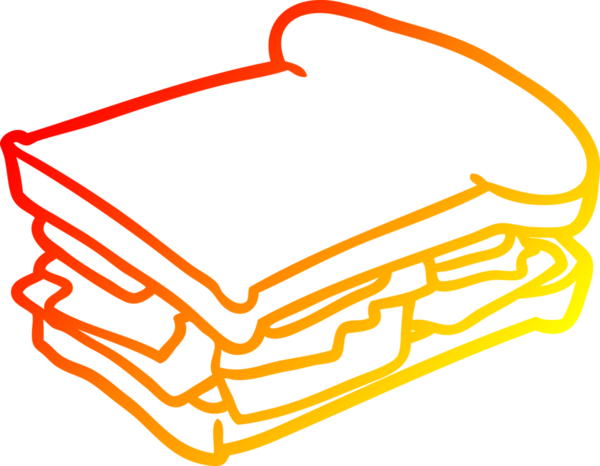 Bir insan tarafından çizilmiş jambonlu peynirli domatesli sandviçin çizimi.